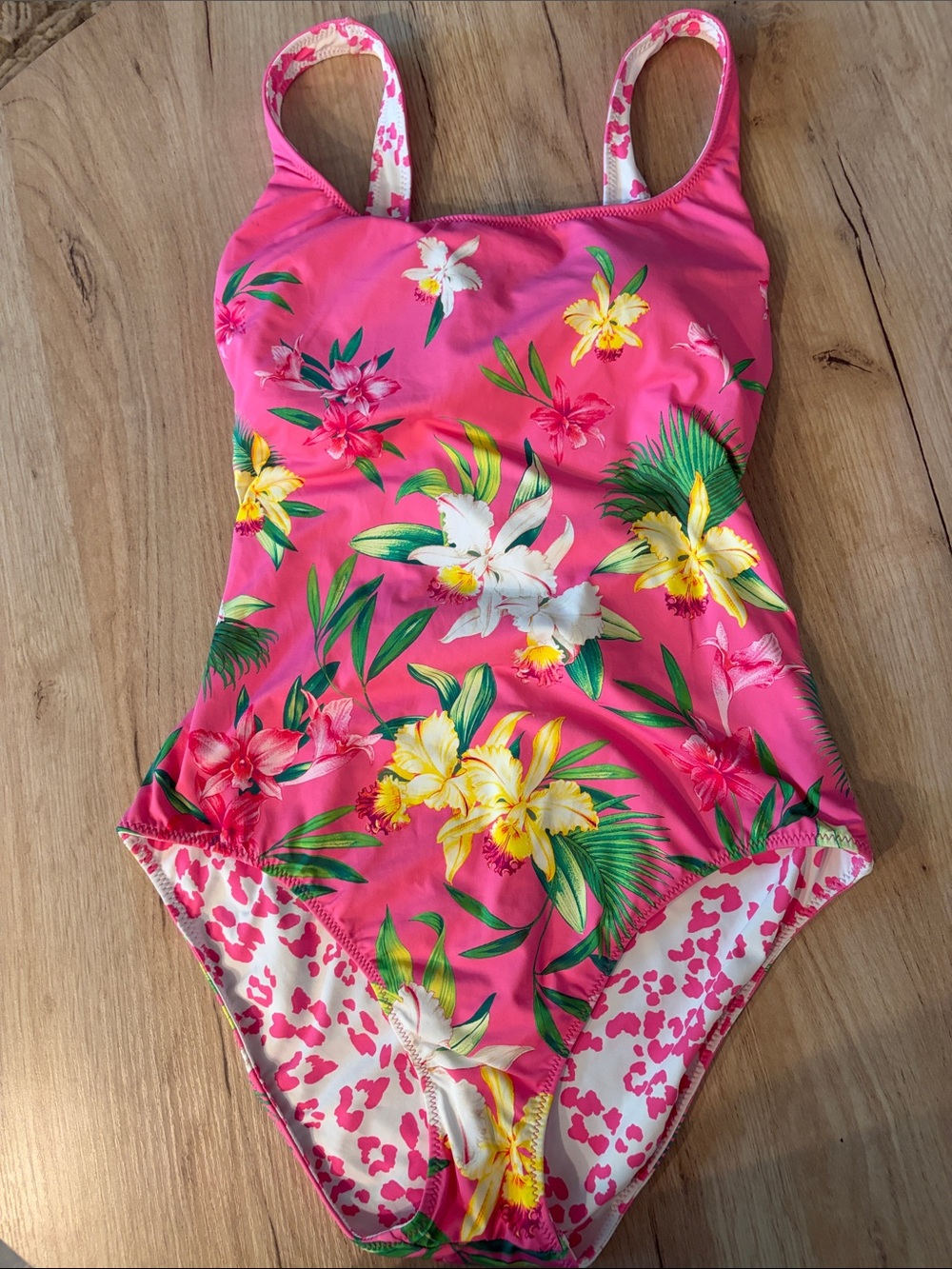 Tommy Bahama Pink Tropical Floral 
Reversible Lace Up One Piece Swimsuit Size 12